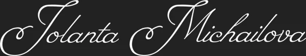 Jolanta Michailova logo, black background